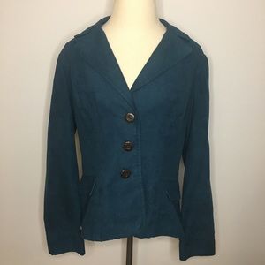 STUDIO I Teal Blue Faux Suede Blazer Jacket 10